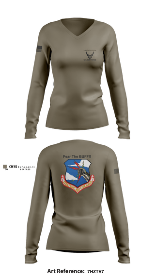 Women's Long Sleeve Vneck Shirt, 11th Bomb Sqadron, Air Force, Teamtime, Team time, sublimation, custom sports apparel, team uniforms, spirit wear, spiritwear, sports uniforms, custom shirts, team store, custom team store, fundraiser sports, apparel fundraiser