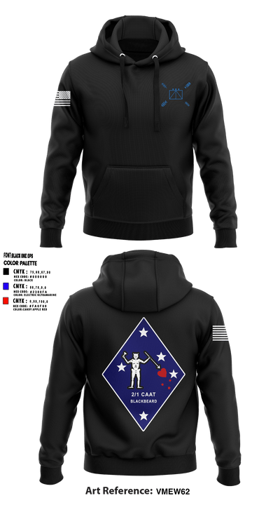 BLT 2d Battalion, 1st Marines, Weapons Co, CAAT Blue 79953351 Hoodie - 4