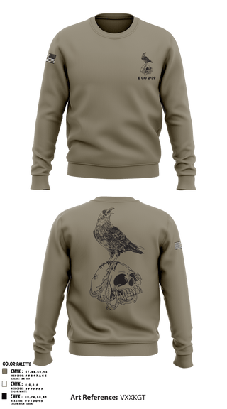 Crew Neck Sweatshirt, E CO 2-39, Army, Teamtime, Team time, sublimation, custom sports apparel, team uniforms, spirit wear, spiritwear, sports uniforms, custom shirts, team store, custom team store, fundraiser sports, apparel fundraiser