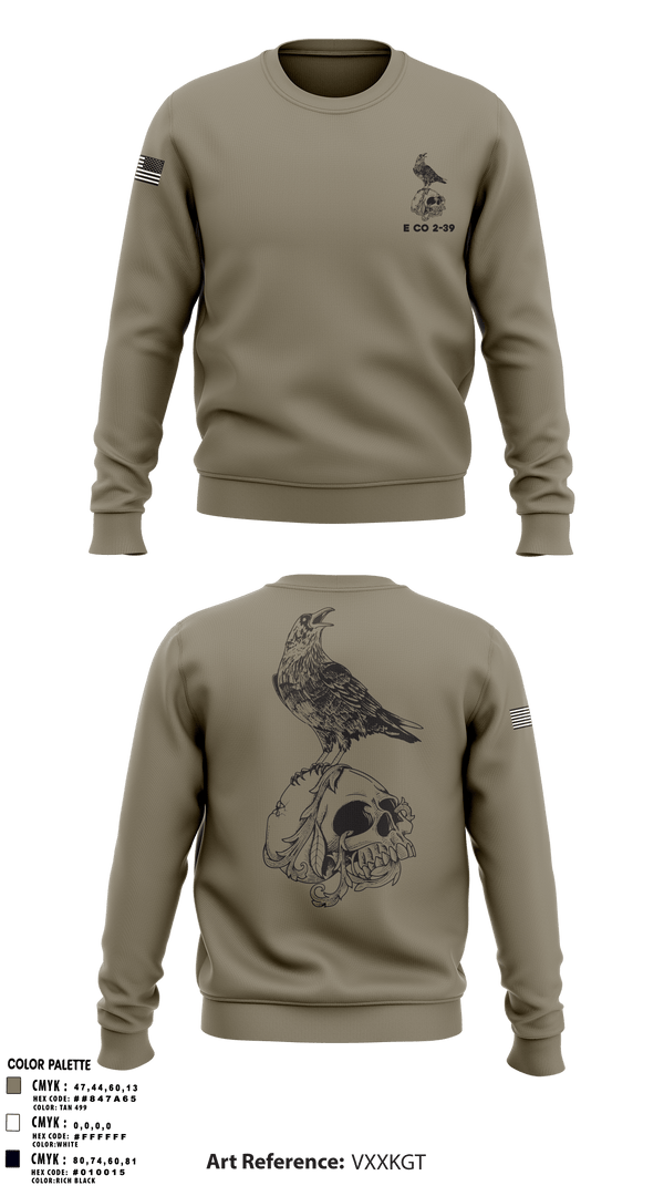 Crew Neck Sweatshirt, E CO 2-39, Army, Teamtime, Team time, sublimation, custom sports apparel, team uniforms, spirit wear, spiritwear, sports uniforms, custom shirts, team store, custom team store, fundraiser sports, apparel fundraiser
