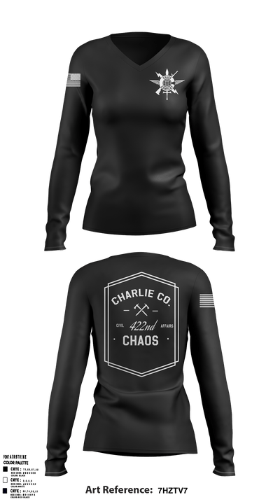 422 CA BN 45970215 Women's Long Sleeve V-neck Shirt - 3