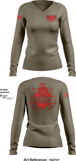 Women's Long Sleeve Vneck Shirt, RSS EMPIRE STATE, Marines, Teamtime, Team time, sublimation, custom sports apparel, team uniforms, spirit wear, spiritwear, sports uniforms, custom shirts, team store, custom team store, fundraiser sports, apparel fundraiser
