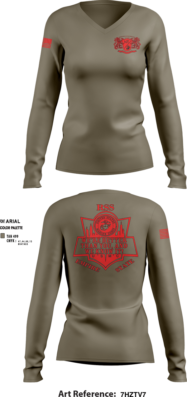 Women's Long Sleeve Vneck Shirt, RSS EMPIRE STATE, Marines, Teamtime, Team time, sublimation, custom sports apparel, team uniforms, spirit wear, spiritwear, sports uniforms, custom shirts, team store, custom team store, fundraiser sports, apparel fundraiser