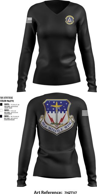 Women's Long Sleeve Vneck Shirt, 341st SFS, Air Force, Teamtime, Team time, sublimation, custom sports apparel, team uniforms, spirit wear, spiritwear, sports uniforms, custom shirts, team store, custom team store, fundraiser sports, apparel fundraiser