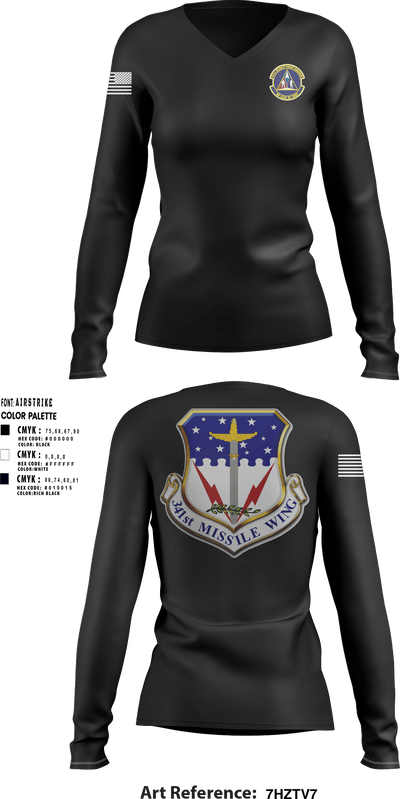 341st SFS 50787525 Women's Long Sleeve V-neck Shirt - 1