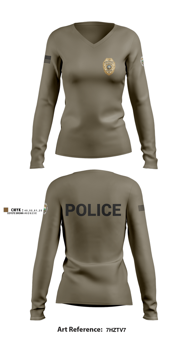 Women's Long Sleeve Vneck Shirt, TAYLORSVILLE POLICE, Police, Teamtime, Team time, sublimation, custom sports apparel, team uniforms, spirit wear, spiritwear, sports uniforms, custom shirts, team store, custom team store, fundraiser sports, apparel fundraiser