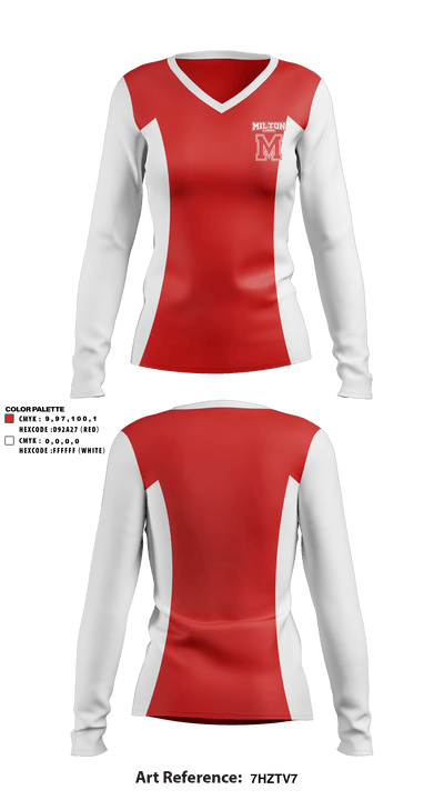 Milton High School Cheer 85377589 Women's Long Sleeve V-neck Shirt - 1