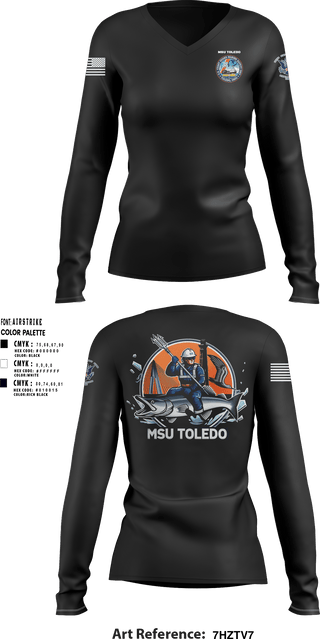 Women's Long Sleeve Vneck Shirt, MSU Toledo, Coast Guard, Teamtime, Team time, sublimation, custom sports apparel, team uniforms, spirit wear, spiritwear, sports uniforms, custom shirts, team store, custom team store, fundraiser sports, apparel fundraiser