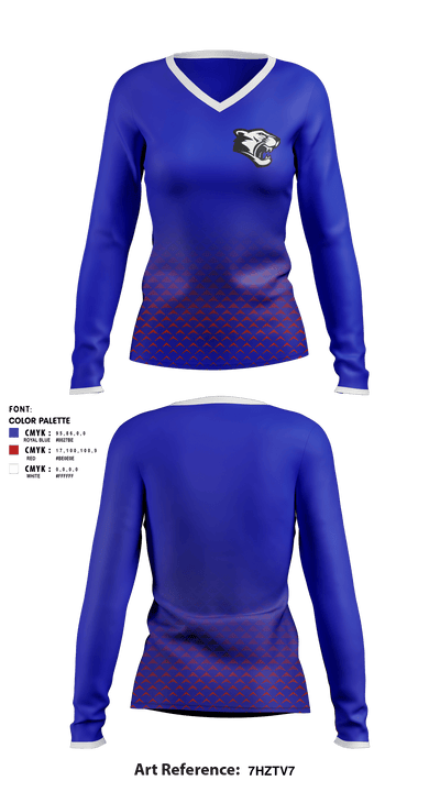 Mabel Canton Cougars 51242587 Women's Long Sleeve V-neck Shirt - 1
