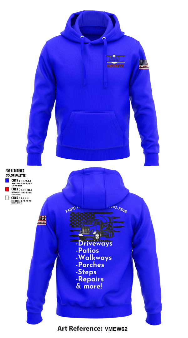 Hoodie, RBJ Concrete, , Teamtime, Team time, sublimation, custom sports apparel, team uniforms, spirit wear, spiritwear, sports uniforms, custom shirts, team store, custom team store, fundraiser sports, apparel fundraiser
