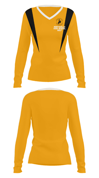 Women's Long Sleeve Vneck Shirt, Monticello High School Golf, Golf, Teamtime, Team time, sublimation, custom sports apparel, team uniforms, spirit wear, spiritwear, sports uniforms, custom shirts, team store, custom team store, fundraiser sports, apparel fundraiser