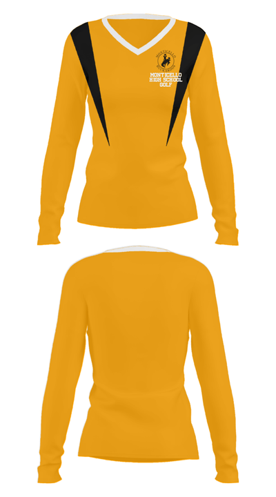 Monticello High School Golf 92066690 Women's Long Sleeve V-neck Shirt - 12