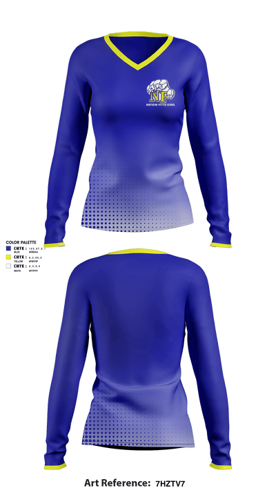 Northern Potter School District 43793682 Women's Long Sleeve V-neck Shirt - 1