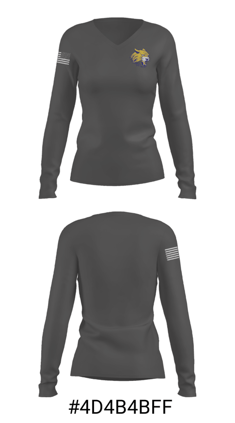 Women's Long Sleeve Vneck Shirt, Saint Paul High School Cheer, Cheer, Teamtime, Team time, sublimation, custom sports apparel, team uniforms, spirit wear, spiritwear, sports uniforms, custom shirts, team store, custom team store, fundraiser sports, apparel fundraiser
