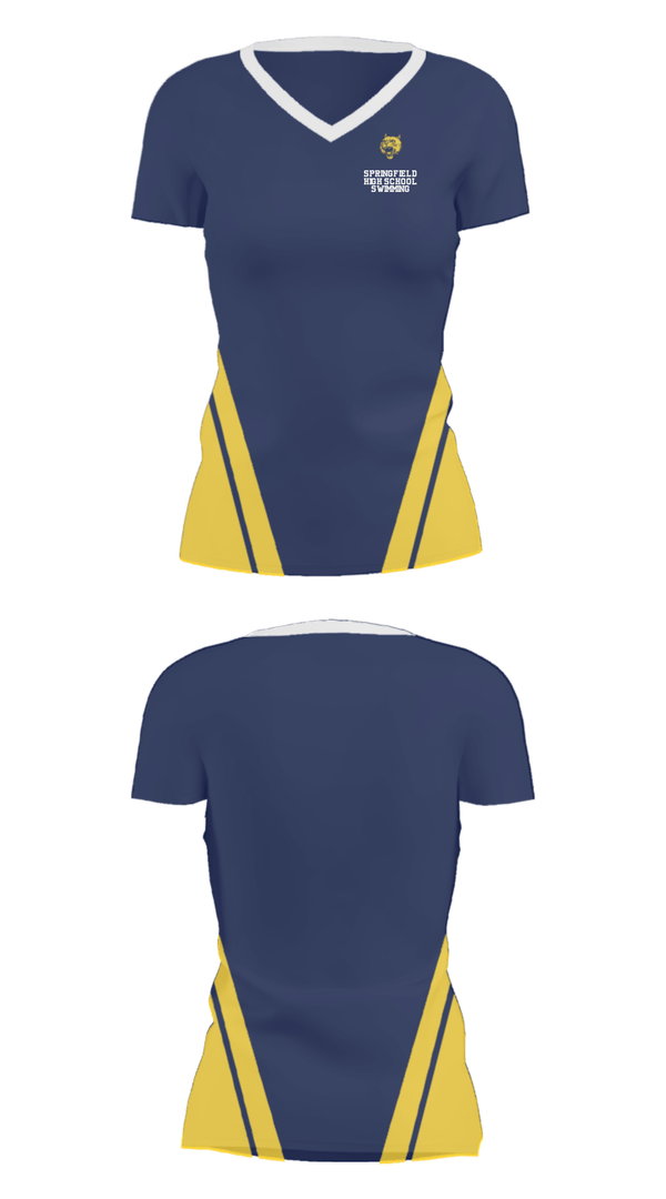 Women's Short Sleeve Vneck Shirt, Springfield High School Swimming, Swimming, Teamtime, Team time, sublimation, custom sports apparel, team uniforms, spirit wear, spiritwear, sports uniforms, custom shirts, team store, custom team store, fundraiser sports, apparel fundraiser