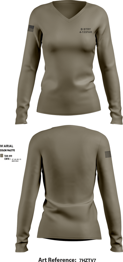 B BTRY 4-133FAR 53074900 Women's Long Sleeve V-neck Shirt - 2