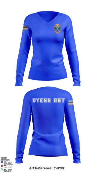 Women's Long Sleeve Vneck Shirt, Dyess AFB Operational Support Team, Air Force, Teamtime, Team time, sublimation, custom sports apparel, team uniforms, spirit wear, spiritwear, sports uniforms, custom shirts, team store, custom team store, fundraiser sports, apparel fundraiser