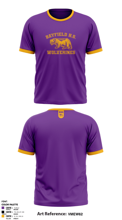 Bayfield High School Wolverine Wrestling 12563636 Old School Cotton Feel Shirt - 6