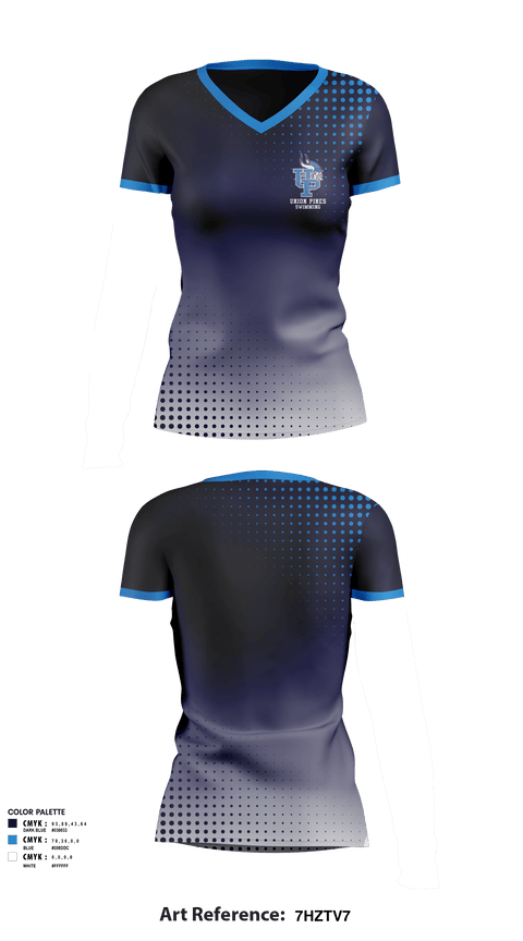 Women's Short Sleeve Vneck Shirt, Union Pines High School Swimming, Swimming, Teamtime, Team time, sublimation, custom sports apparel, team uniforms, spirit wear, spiritwear, sports uniforms, custom shirts, team store, custom team store, fundraiser sports, apparel fundraiser