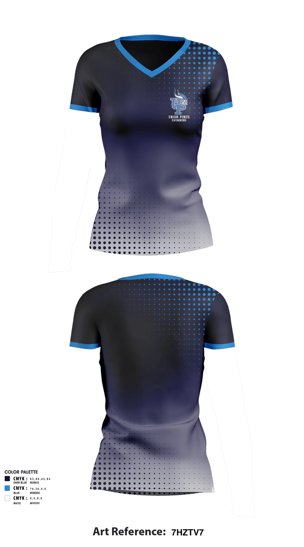 Women's Short Sleeve Vneck Shirt, Union Pines High School Swimming, Swimming, Teamtime, Team time, sublimation, custom sports apparel, team uniforms, spirit wear, spiritwear, sports uniforms, custom shirts, team store, custom team store, fundraiser sports, apparel fundraiser