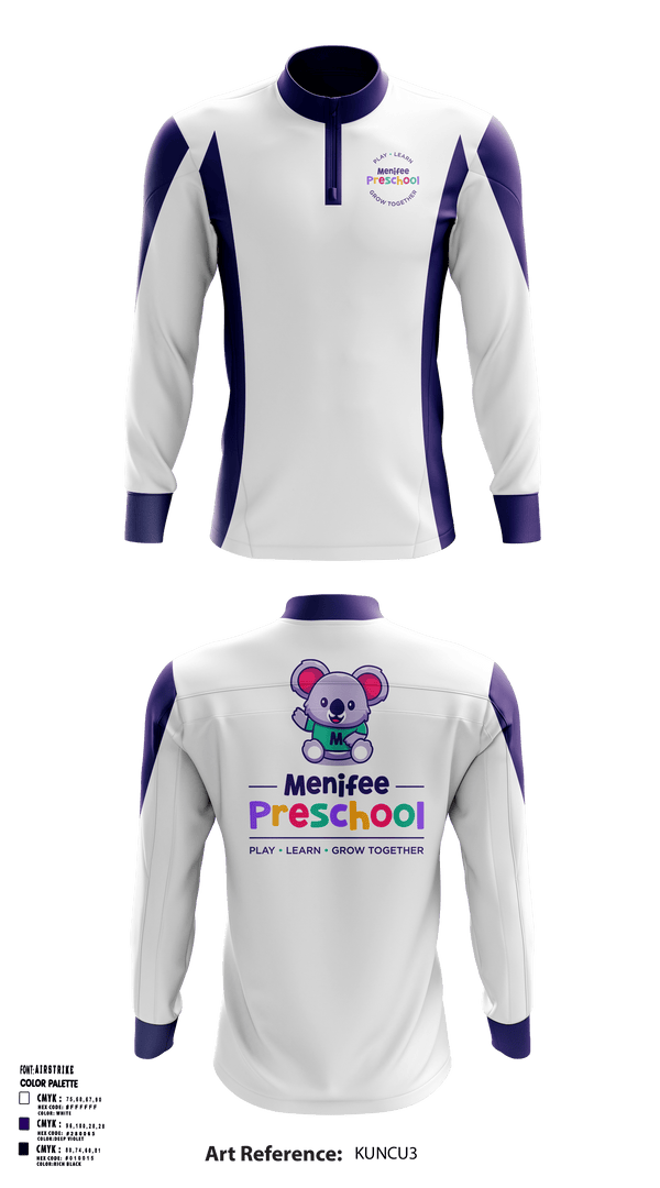 Quarter Zip Jacket, Menifee Preschool, Spirit Store, Teamtime, Team time, sublimation, custom sports apparel, team uniforms, spirit wear, spiritwear, sports uniforms, custom shirts, team store, custom team store, fundraiser sports, apparel fundraiser