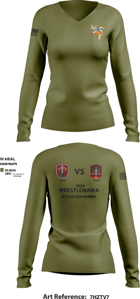 Women's Long Sleeve Vneck Shirt, 673 EFD/ 334 FEST, Army, Teamtime, Team time, sublimation, custom sports apparel, team uniforms, spirit wear, spiritwear, sports uniforms, custom shirts, team store, custom team store, fundraiser sports, apparel fundraiser