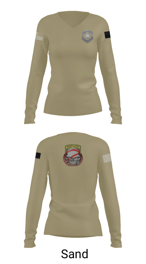 Women's Long Sleeve Vneck Shirt, , Police, Teamtime, Team time, sublimation, custom sports apparel, team uniforms, spirit wear, spiritwear, sports uniforms, custom shirts, team store, custom team store, fundraiser sports, apparel fundraiser