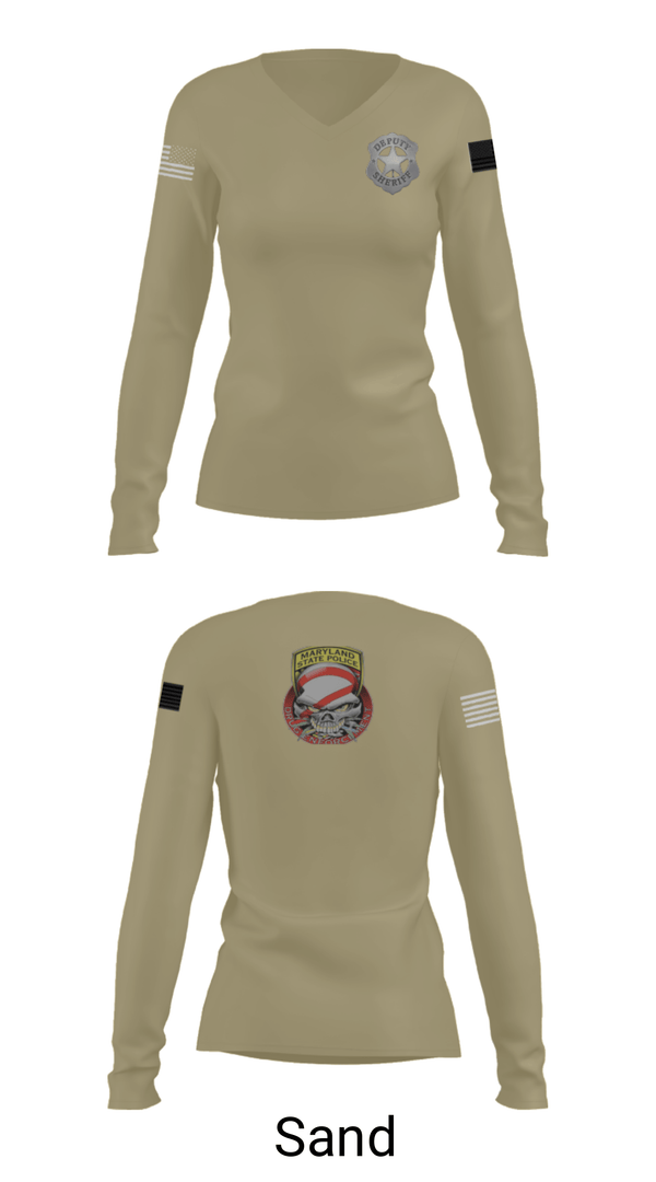 Women's Long Sleeve Vneck Shirt, , Police, Teamtime, Team time, sublimation, custom sports apparel, team uniforms, spirit wear, spiritwear, sports uniforms, custom shirts, team store, custom team store, fundraiser sports, apparel fundraiser