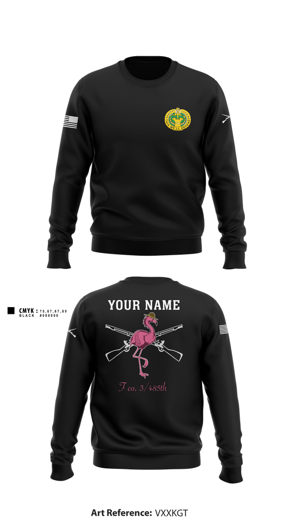 Crew Neck Sweatshirt, Flamingo Co F 3/485 IN, Army, Teamtime, Team time, sublimation, custom sports apparel, team uniforms, spirit wear, spiritwear, sports uniforms, custom shirts, team store, custom team store, fundraiser sports, apparel fundraiser