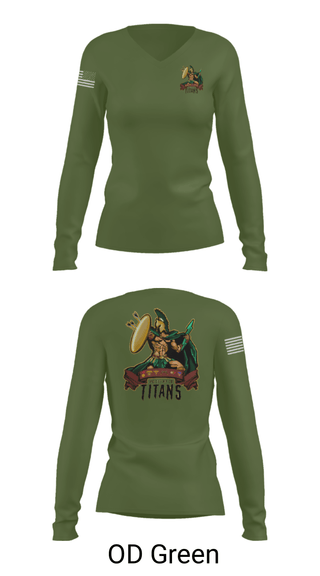 Women's Long Sleeve Vneck Shirt, , Army, Teamtime, Team time, sublimation, custom sports apparel, team uniforms, spirit wear, spiritwear, sports uniforms, custom shirts, team store, custom team store, fundraiser sports, apparel fundraiser