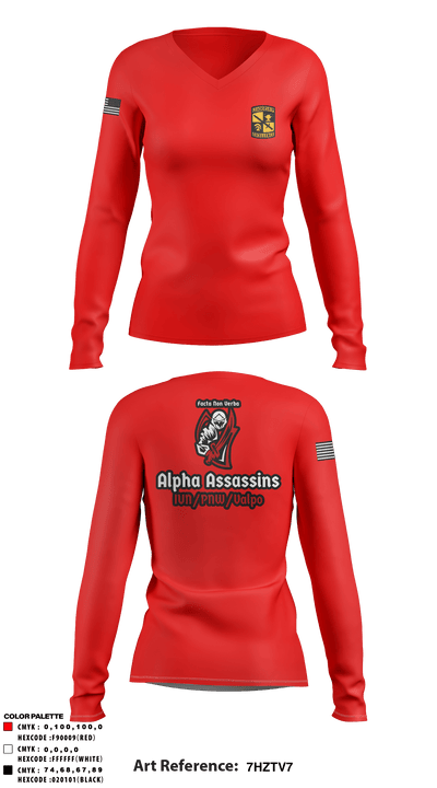 NWI ROTC 90860810 Women's Long Sleeve V-neck Shirt - 1