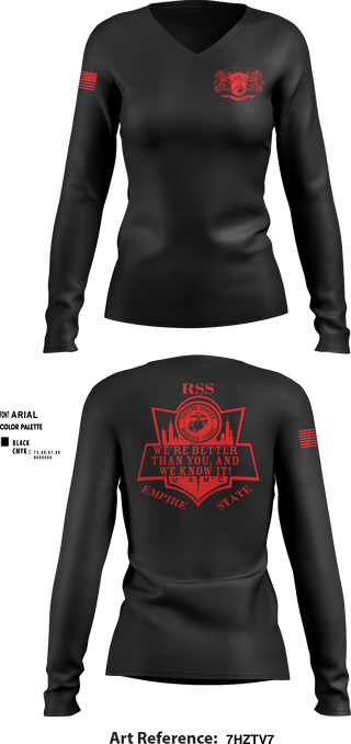 Women's Long Sleeve Vneck Shirt, RSS EMPIRE STATE, Marines, Teamtime, Team time, sublimation, custom sports apparel, team uniforms, spirit wear, spiritwear, sports uniforms, custom shirts, team store, custom team store, fundraiser sports, apparel fundraiser