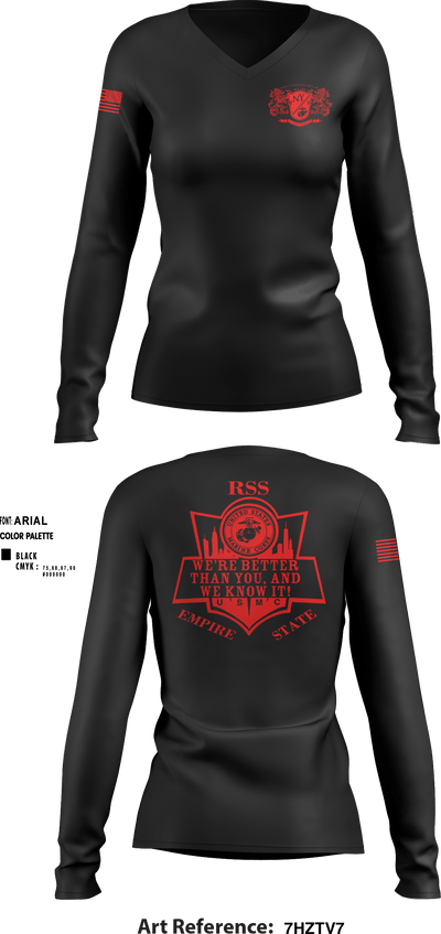RSS EMPIRE STATE 18505980 Women's Long Sleeve V-neck Shirt - 5