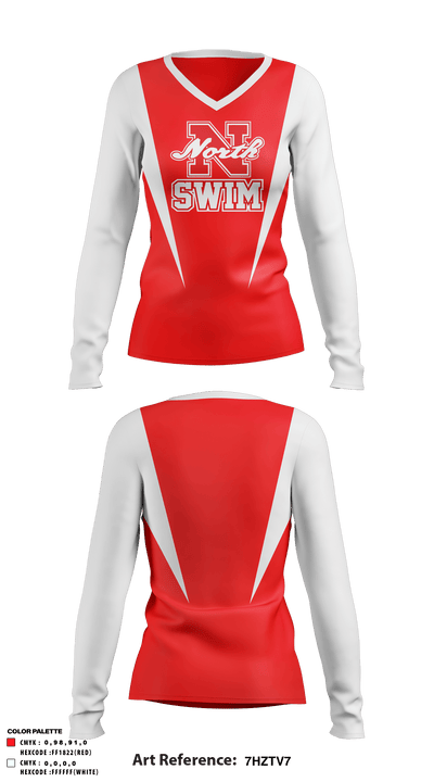 North Attleborough High School Swimming 66715277 Women's Long Sleeve V-neck Shirt - 50