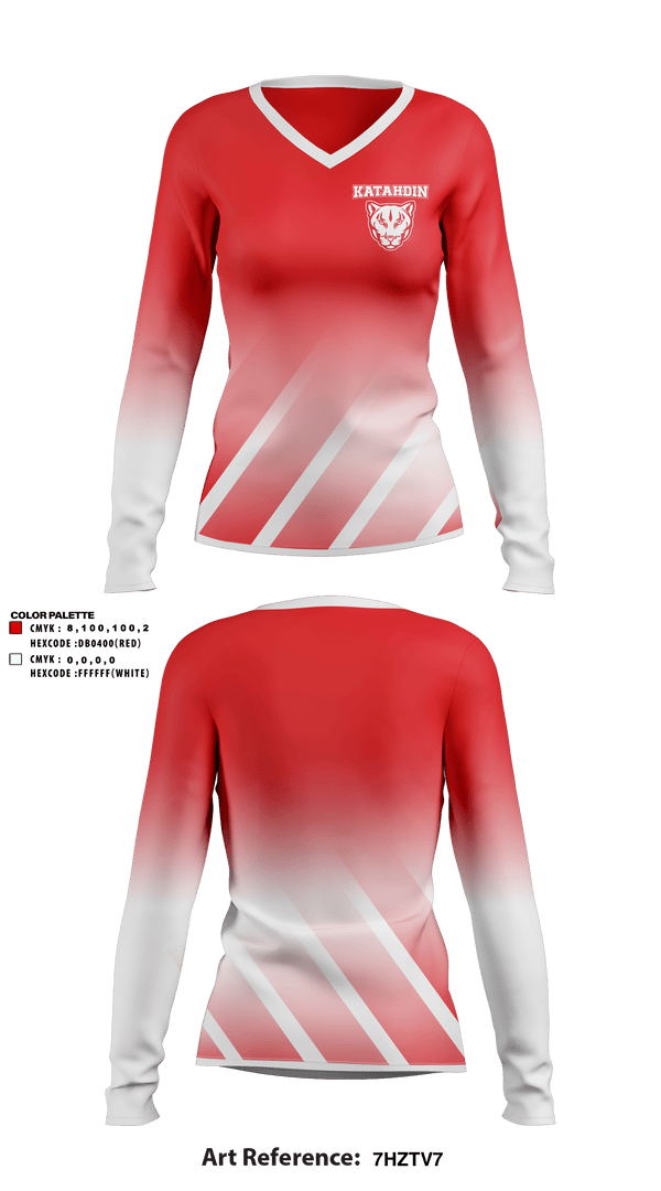 Women's Long Sleeve Vneck Shirt, Katahdin High School Soccer, Women's Soccer, Teamtime, Team time, sublimation, custom sports apparel, team uniforms, spirit wear, spiritwear, sports uniforms, custom shirts, team store, custom team store, fundraiser sports, apparel fundraiser