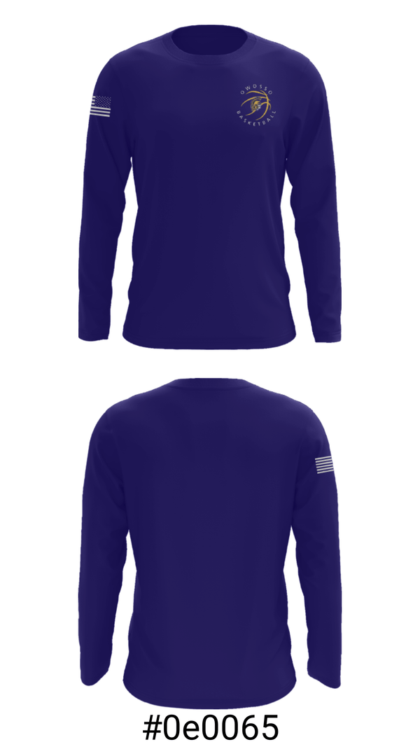 Long Sleeve Performance Shirt, Owosso High School Basketball, Men's Basketball, Teamtime, Team time, sublimation, custom sports apparel, team uniforms, spirit wear, spiritwear, sports uniforms, custom shirts, team store, custom team store, fundraiser sports, apparel fundraiser