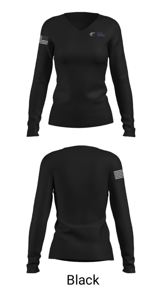 Women's Long Sleeve Vneck Shirt, Tokay High School Cheer, Cheer, Teamtime, Team time, sublimation, custom sports apparel, team uniforms, spirit wear, spiritwear, sports uniforms, custom shirts, team store, custom team store, fundraiser sports, apparel fundraiser