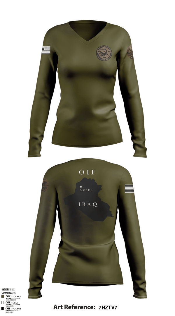 Women's Long Sleeve Vneck Shirt, , Army, Teamtime, Team time, sublimation, custom sports apparel, team uniforms, spirit wear, spiritwear, sports uniforms, custom shirts, team store, custom team store, fundraiser sports, apparel fundraiser