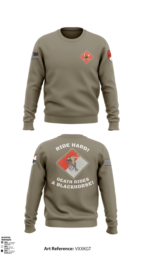 Crew Neck Sweatshirt, HHT, 2-11th ACR, Army, Teamtime, Team time, sublimation, custom sports apparel, team uniforms, spirit wear, spiritwear, sports uniforms, custom shirts, team store, custom team store, fundraiser sports, apparel fundraiser
