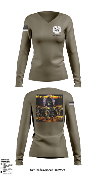 Women's Long Sleeve Vneck Shirt, , Army, Teamtime, Team time, sublimation, custom sports apparel, team uniforms, spirit wear, spiritwear, sports uniforms, custom shirts, team store, custom team store, fundraiser sports, apparel fundraiser