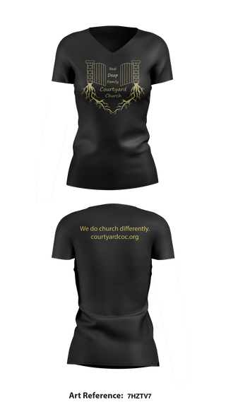 Women's Short Sleeve Vneck Shirt, Courtyard Chuch, , Teamtime, Team time, sublimation, custom sports apparel, team uniforms, spirit wear, spiritwear, sports uniforms, custom shirts, team store, custom team store, fundraiser sports, apparel fundraiser