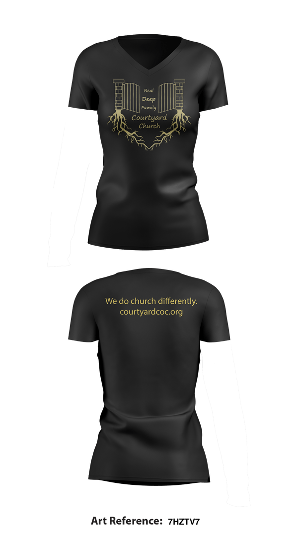 Women's Short Sleeve Vneck Shirt, Courtyard Chuch, , Teamtime, Team time, sublimation, custom sports apparel, team uniforms, spirit wear, spiritwear, sports uniforms, custom shirts, team store, custom team store, fundraiser sports, apparel fundraiser