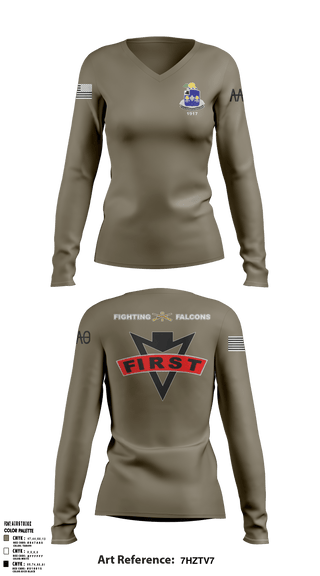 Women's Long Sleeve Vneck Shirt, , Army, Teamtime, Team time, sublimation, custom sports apparel, team uniforms, spirit wear, spiritwear, sports uniforms, custom shirts, team store, custom team store, fundraiser sports, apparel fundraiser