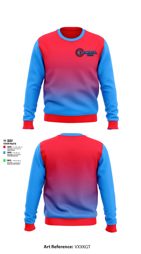 Crew Neck Sweatshirt, Elemental HVAC, , Teamtime, Team time, sublimation, custom sports apparel, team uniforms, spirit wear, spiritwear, sports uniforms, custom shirts, team store, custom team store, fundraiser sports, apparel fundraiser