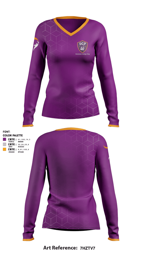 Women's Long Sleeve Vneck Shirt, Downtown College Prep - Alum Rock Middle School, Spirit Store, Teamtime, Team time, sublimation, custom sports apparel, team uniforms, spirit wear, spiritwear, sports uniforms, custom shirts, team store, custom team store, fundraiser sports, apparel fundraiser