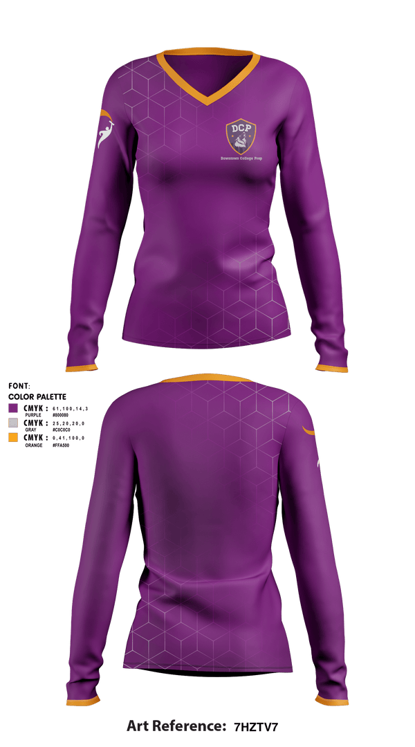 Women's Long Sleeve Vneck Shirt, Downtown College Prep - Alum Rock Middle School, Spirit Store, Teamtime, Team time, sublimation, custom sports apparel, team uniforms, spirit wear, spiritwear, sports uniforms, custom shirts, team store, custom team store, fundraiser sports, apparel fundraiser