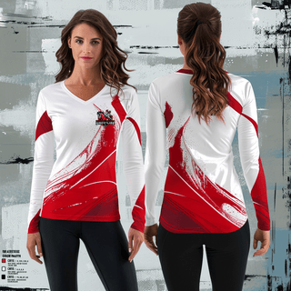 Women's Long Sleeve Vneck Shirt, General Mclane High School Wrestling, Wrestling, Teamtime, Team time, sublimation, custom sports apparel, team uniforms, spirit wear, spiritwear, sports uniforms, custom shirts, team store, custom team store, fundraiser sports, apparel fundraiser