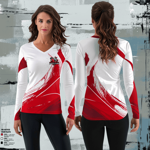 Women's Long Sleeve Vneck Shirt, General Mclane High School Wrestling, Wrestling, Teamtime, Team time, sublimation, custom sports apparel, team uniforms, spirit wear, spiritwear, sports uniforms, custom shirts, team store, custom team store, fundraiser sports, apparel fundraiser