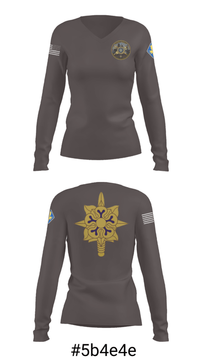 HHC, USAICOE 85471895 Women's Long Sleeve V-neck Shirt - 36