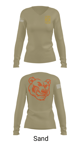 Women's Long Sleeve Vneck Shirt, , Army, Teamtime, Team time, sublimation, custom sports apparel, team uniforms, spirit wear, spiritwear, sports uniforms, custom shirts, team store, custom team store, fundraiser sports, apparel fundraiser